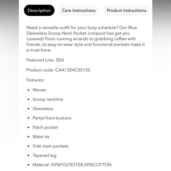 Blue Sleeveless Jumpsuit - Picture 7 of 9